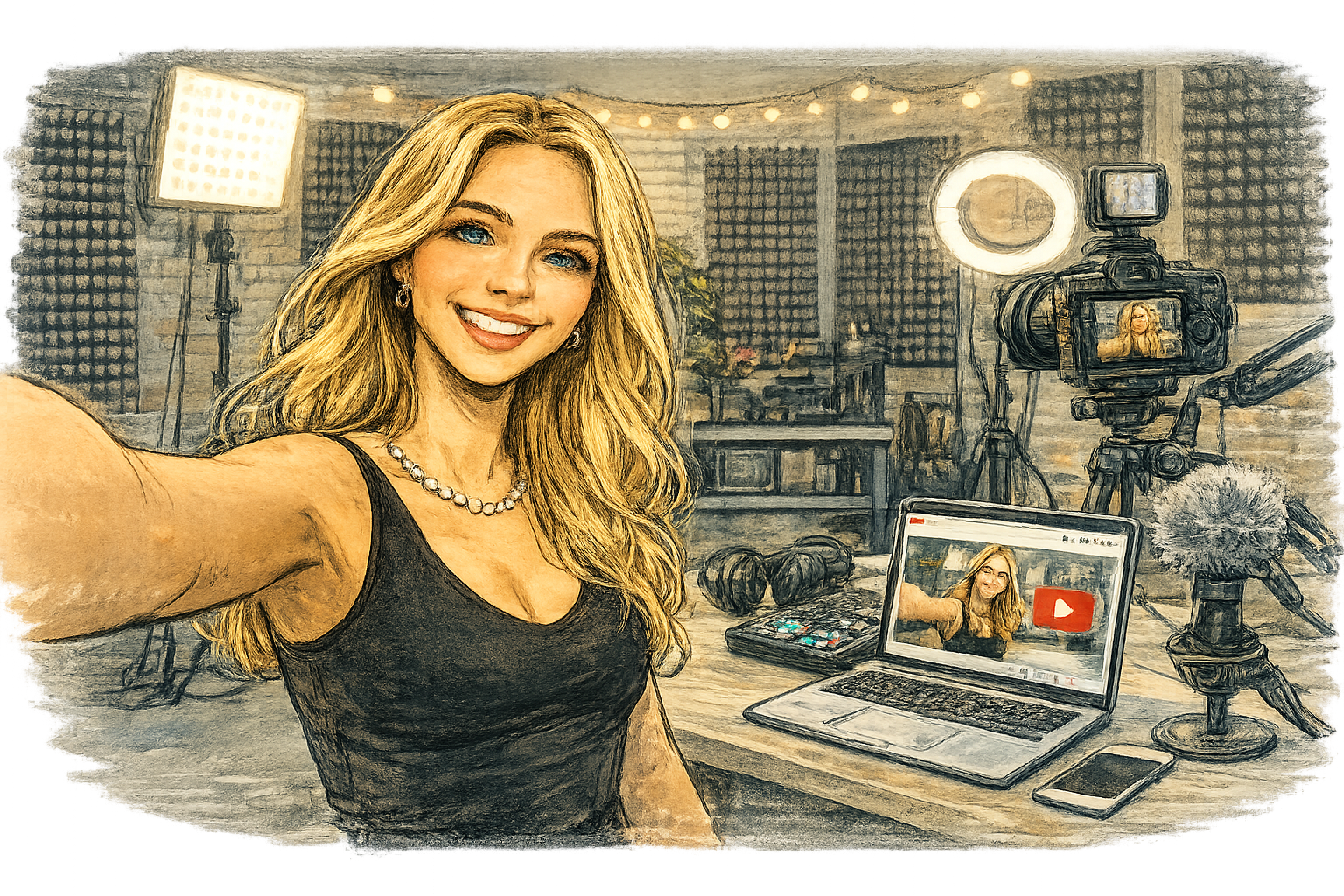 A content creator brainstorms social media captions with Heeroll over Telegram